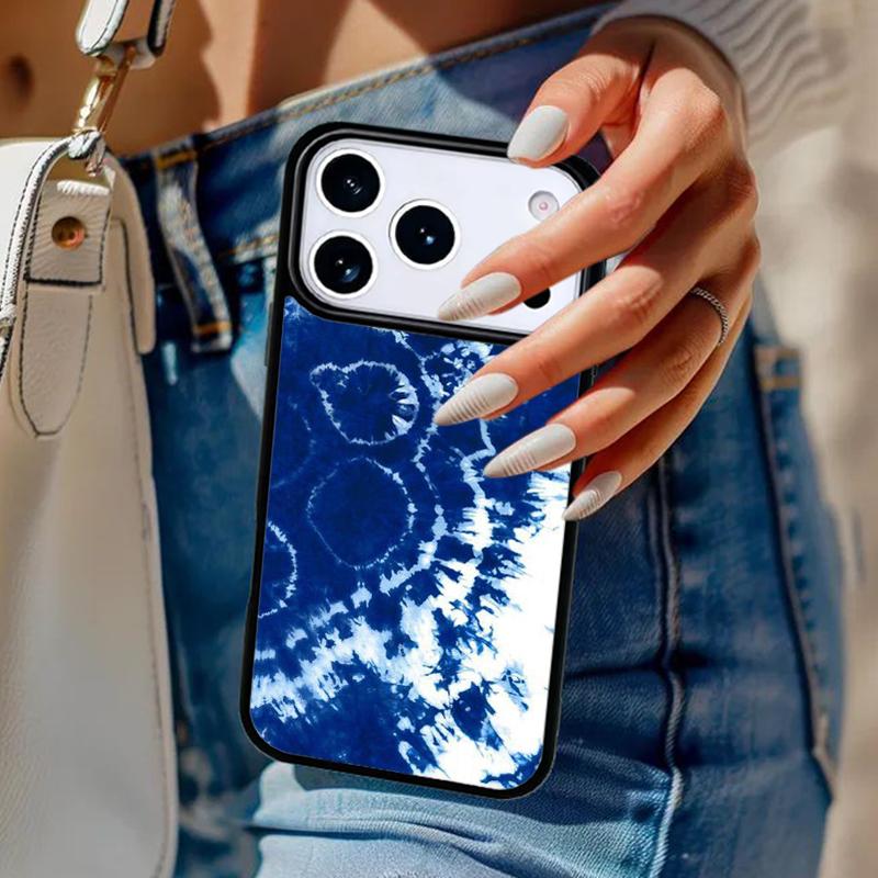 Blaues Tie-Dye Handyhülle Für iPhone 17 Air 14 15 13 12 Max Hülle Für Apple 14 15 16 16e 11 Pro Max Plus Coque