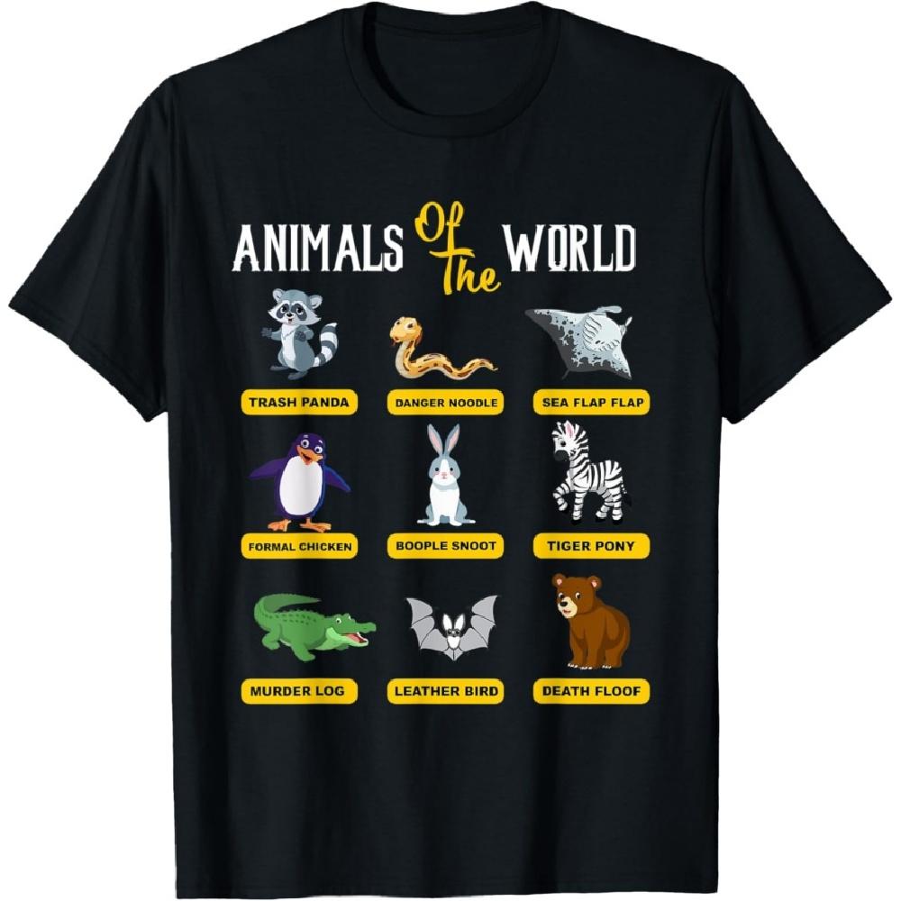 

Animals Of The World T-Shirt Funny Animal Real Names shirt S