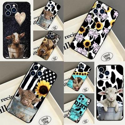 Applicable Iphone14 Plus Mobile Phone Case West Highland Cow Sunflower Mobile Phone Case Hair Painting Anti-Drop