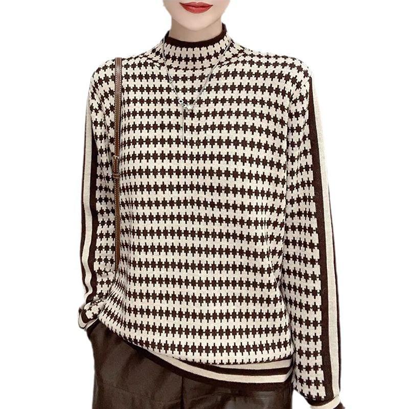Women's 2024 Autumn/Winter Loose Knit Turtleneck Sweater - Small Size