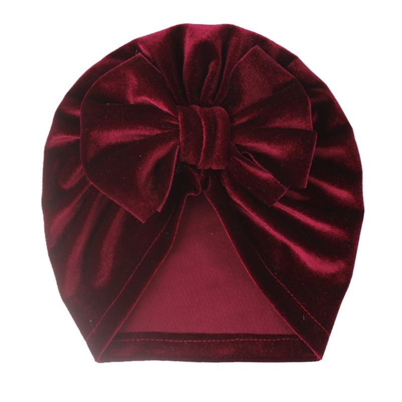 Căciulă termică nouă pentru bebeluși, toamnă și iarnă, căciulă cu fundă pentru copii, căciulă înnodată din catifea aurie, căciulă pentru bebeluși