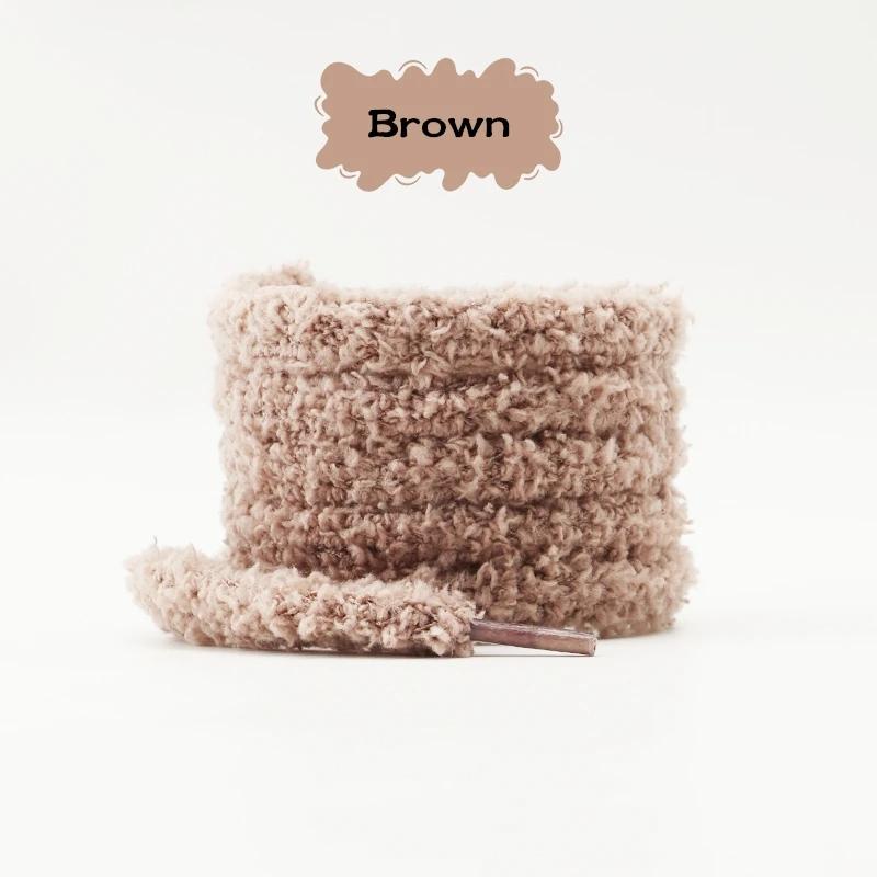 1 Paar Modes 1CM Breed Rond Pluche Schoenveters Sneakers Platte Schoenen Casual Schoenveters 80/100/120/140/160cm Schoenveters voor Schoenen 80cm beige