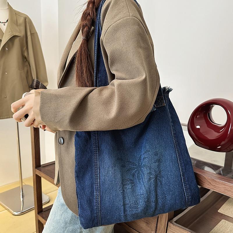 New underarm bag bag women's simple casual shoulder bag versatile large-capacity denim tote bag