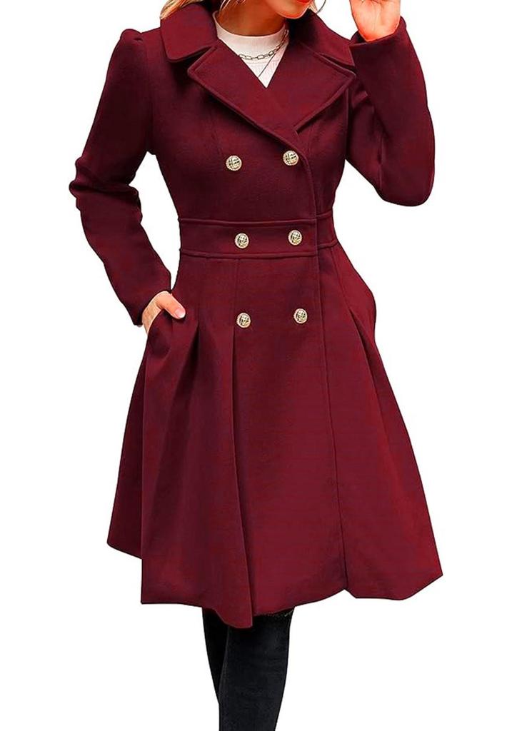 In Stock: New European/American Plus Size Women's Double-Breasted Long Wool Coat (Autumn/Winter Collection)