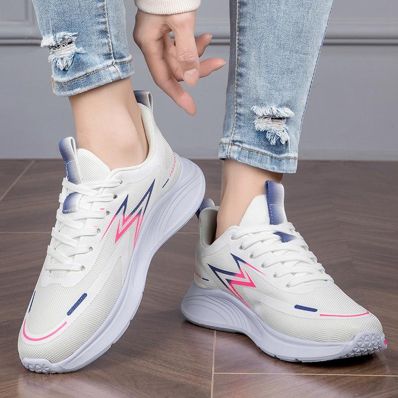 2025 Spring Large Size Running Shoes Women's Shock Absorption Ultra-light Sports Shoes Women's Breathable Mesh Shoes Student Body Test Shoes