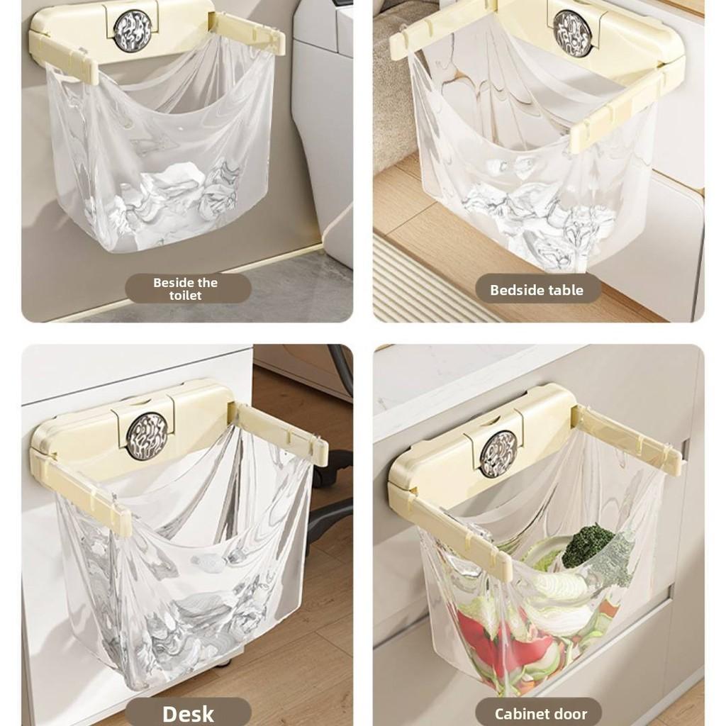 Plastic Trash Bag Holder Wall Mount With Foldable Design For Kitchen And Bathroom Storage