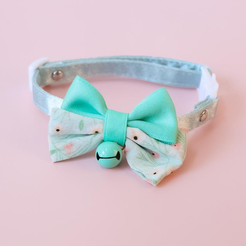 Classic Bow Pet Collar, Cat Dog Collar Macaron Bell Safety Buckle Gradient Floral Bow Adjustable Knot Cat Collars for Kitten and Puppies