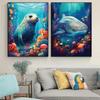 Abstract Modern Art Wall Poster Sea Turtle Jellyfish Dolphin Shark Animal Morden Sea Print Home Decor Canvas Painting Picture
