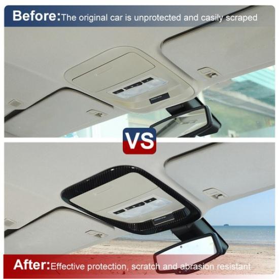 Front Reading Lamp Light Cover Trim For Chevy ColoradoCanyon 14+ Carbon Fibe