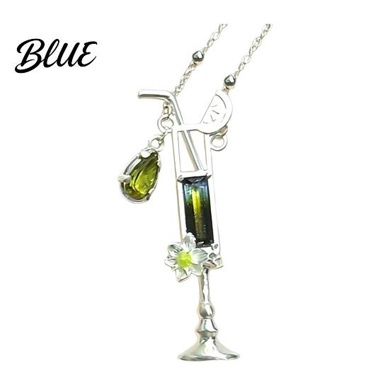 Everyday Wear Necklace Women Cocktail Glass Shape Charm with Beautiful