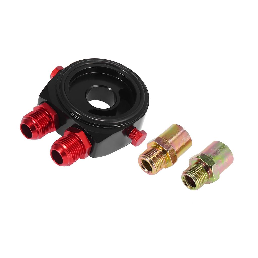 ACROPIX Filter Sandwich Plate Thermostat Adapter AN10 Fitting Cooler 3/4-16 UNF Black Red 1pcs