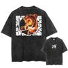 2026 Anime Demon Slayer Retro Washed T-shirt Men's and Women's New Summer Clothing Breathable Fashion Top Streetwear Peripheral Tee