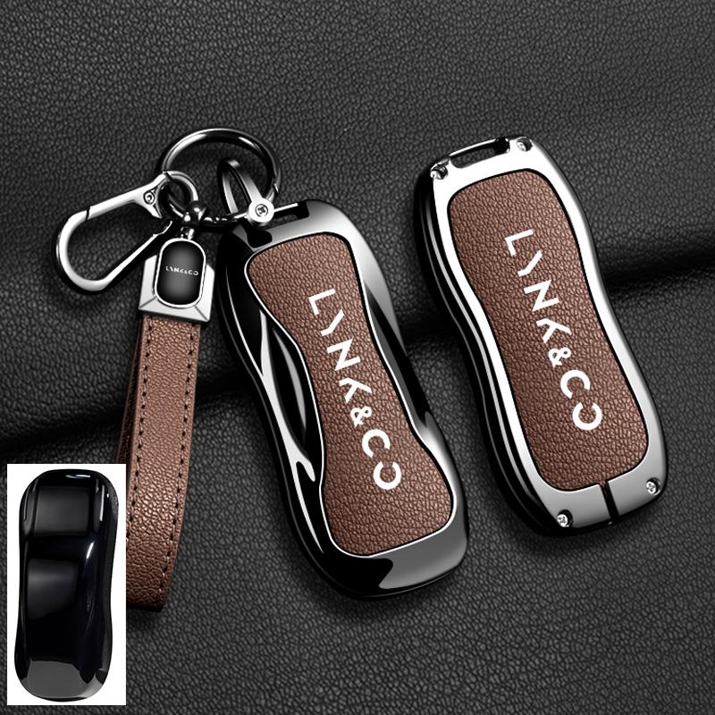 New Car Key Case Cover Fob Shell For Lynk & Co 05 06 03 09 01 2 Zinc Alloy Leather Remote Full Protector Keychain Accessories
