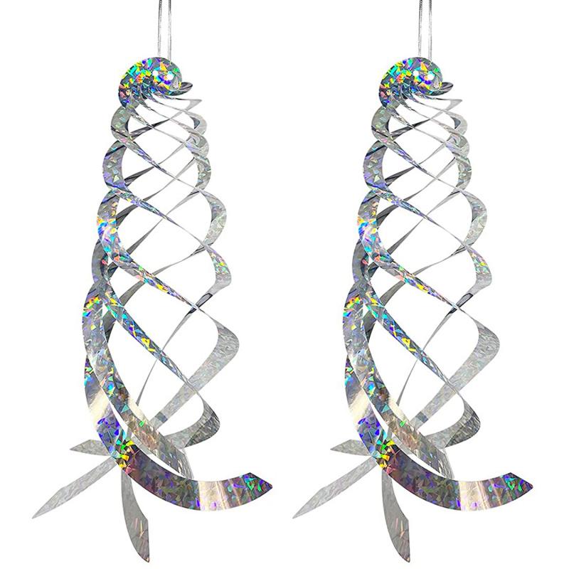15.8in Hanging Reflective Bird Deterrent Device -6pcs Bird Repellent Spiral Reflectors - Drive Woodpeckers Pigeons Geese Away Fr