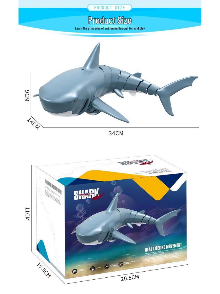 Shark Remote Control Electric Toy - 2.4G, Long Battery, Water Play