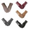 PU Full Finger Mittens Button  Gloves Fashion Women Leather Gloves  Ladies