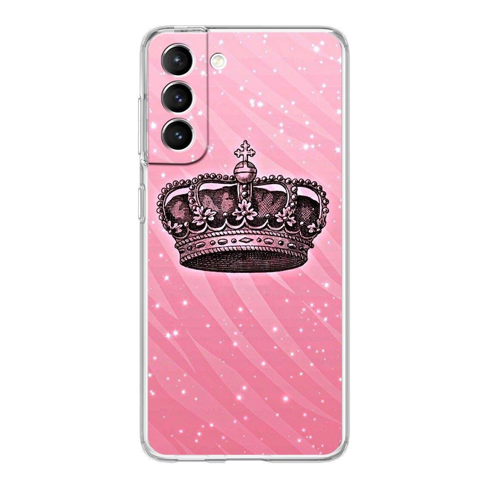 Rose Gold Pink Marble Queen Clear Phone Case For Samsung Galaxy S23 S22 5G S20 Ultra S21 FE 5G S10E S9 S8 S10 Plus Soft Cover