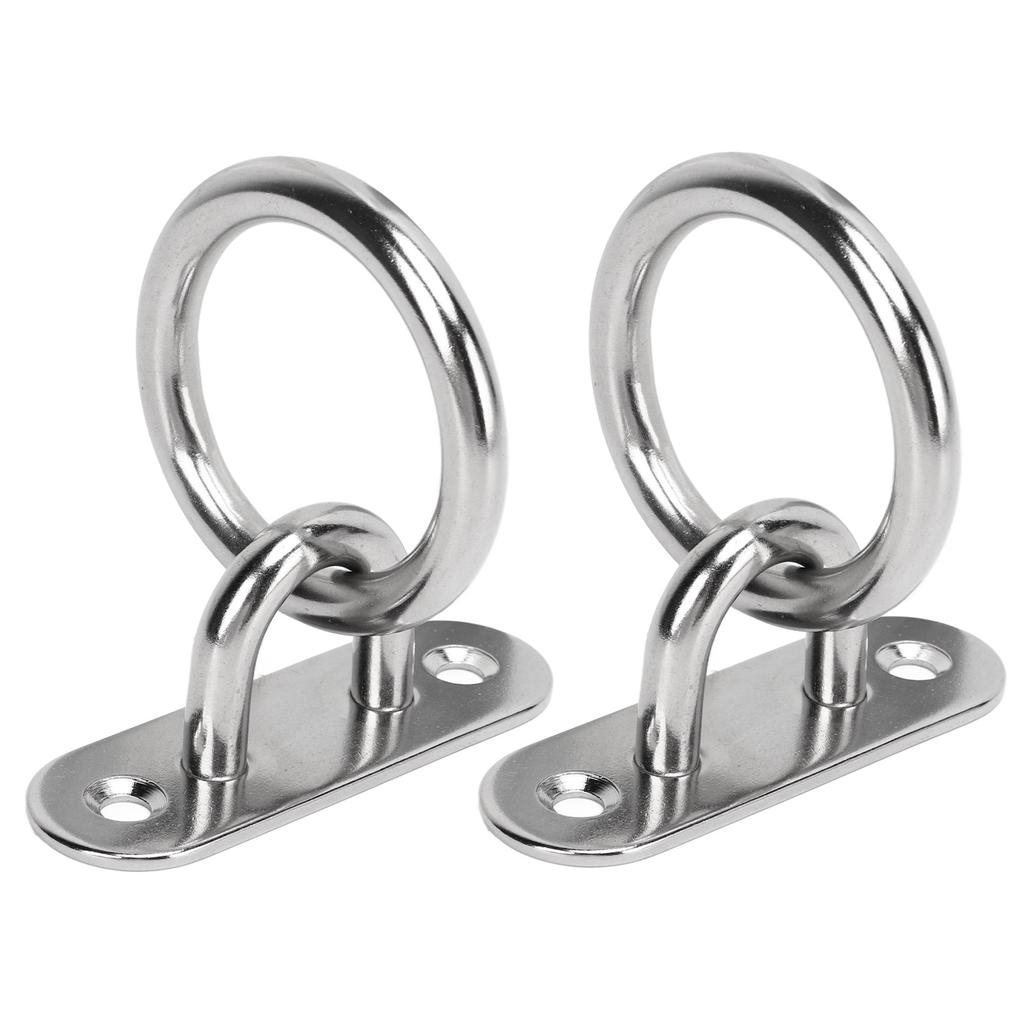 2pcs Stainless Steel Pad Eye Plate High Strength Highly Polished Heavy Duty Pad Eye Plate with Round Rings for Marine