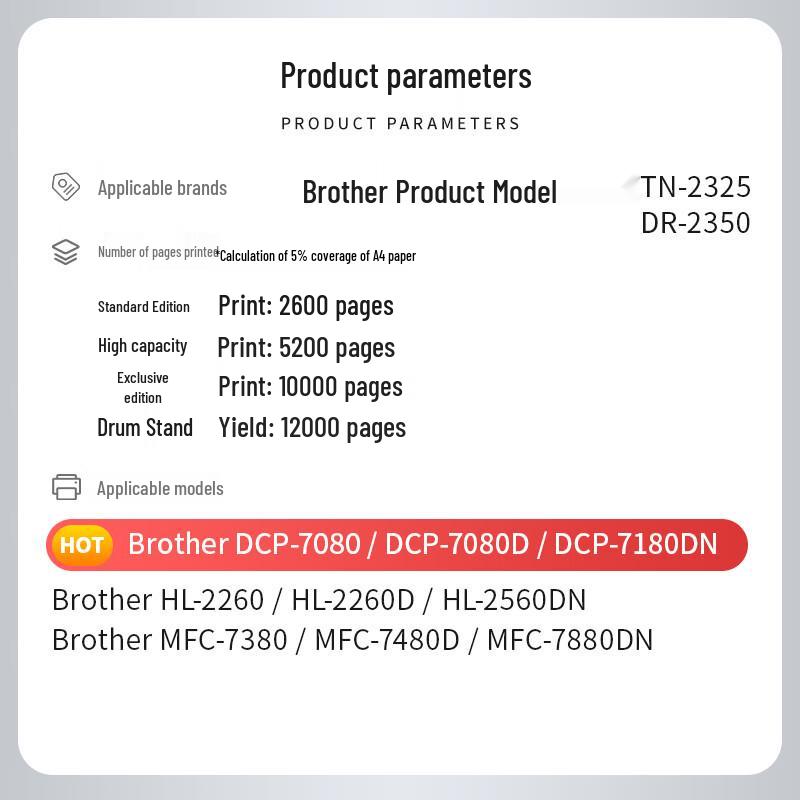 Xiye Compatible TN-2325 Black Toner Cartridge for Brother Printers