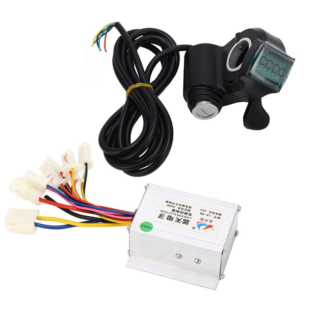 24V 250w Brushed Motor Controller Kit Digital Power Display Thumb Throttle with Keys for Electric Bicycles Conversion