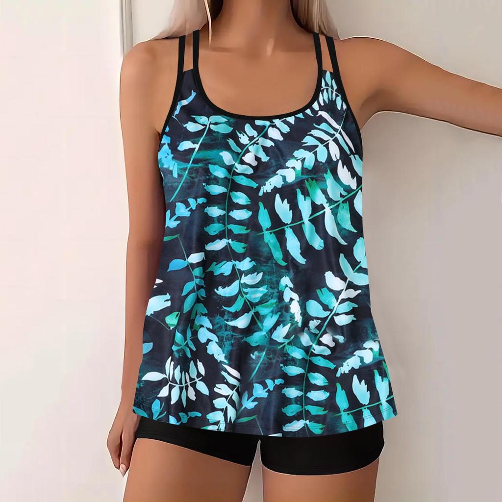 Modny Damski Tankini Plus Size z Spódniczką z Nadrukiem 2025 - Styl Europejski i Amerykański