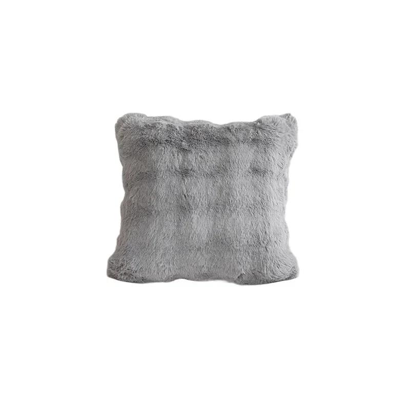 Winter Imitation Rabbit Hair Bubble Plush Throw Pillow Case Bedroom Living Room Sofa Soft Comfortable Pillow Sleeve Hand Warmer