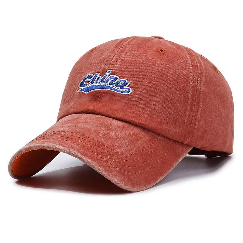 

China Letter Embroidery Baseball Hat Outdoor Sun Protection Breathable Cap Gift оранжевый