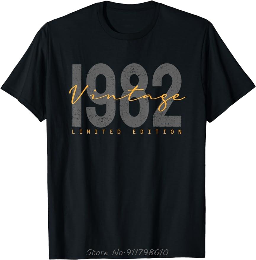 Vintage Born 1982 Retro Birthday Gifts T-Shirt Birthday Gifts O-Neck Oversized Unisex Tshirt Men's Clothing Fitness Tshirt Tees