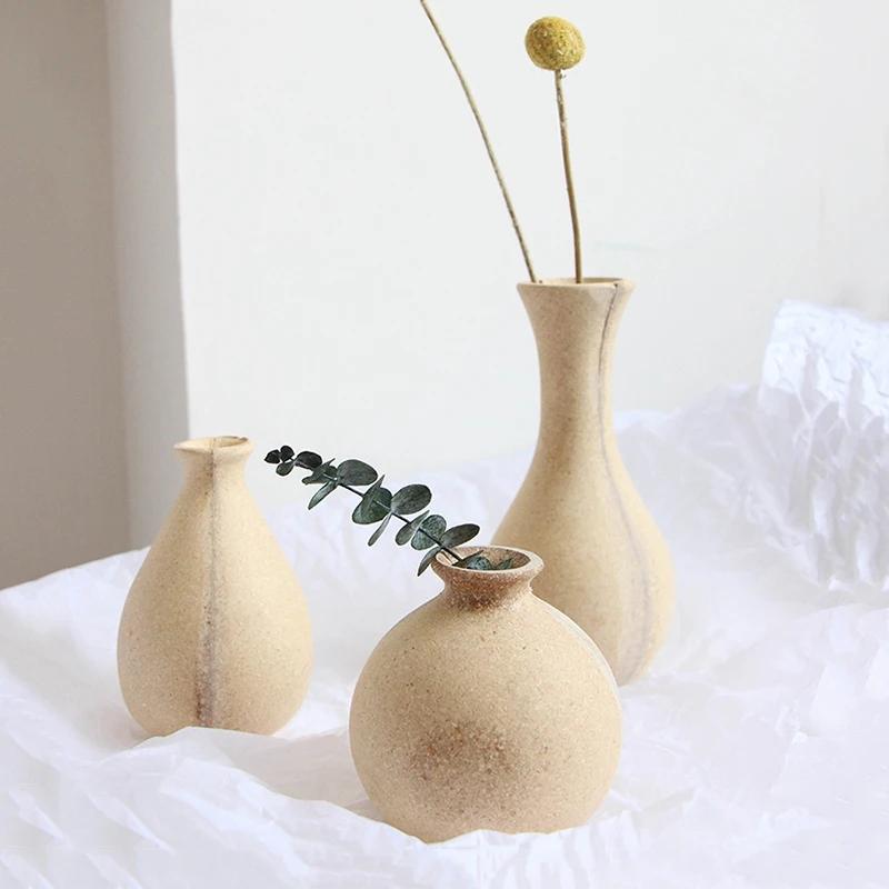 Retro Wooden Flower Vase Simple Vintage Vase Decoration Home Art Vases for Flowers Nordic Decorative Crafts Plant Pot Florero