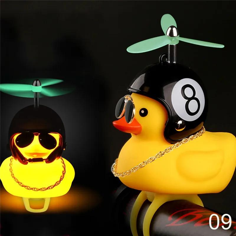 Luminous/Normal Airscrew Helmet Standing Duck Broken Wind Small Yellow Duck Bike Motor Riding Cycling Lights Bicycle Accessories