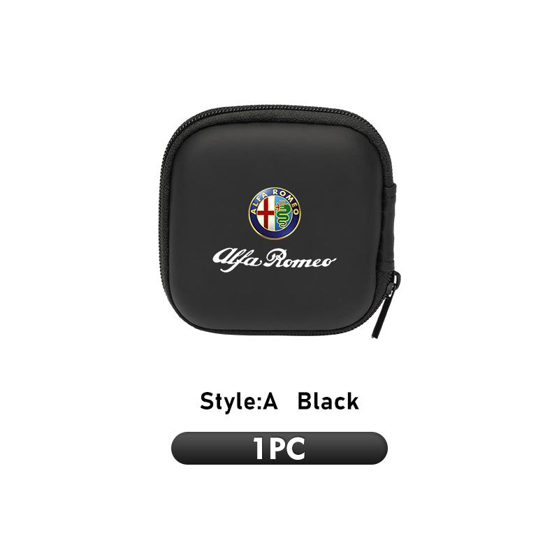 For Alfa Romeo Headphone Data Cable Storage Portable Charger Zipper Box GT Stelvio F1 Brera Volante Tonale Gloria Disco