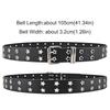 Star Eyelet Gothic Leather Belt Hip Hop Double Pin Buckle Waistband Y2k Waist Band
