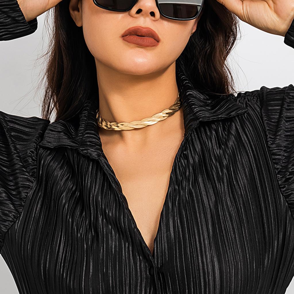 Accessories, Simple Woven Snake Bone Chain Collar Collar, Cold Temperament Design Plain Chain Necklace