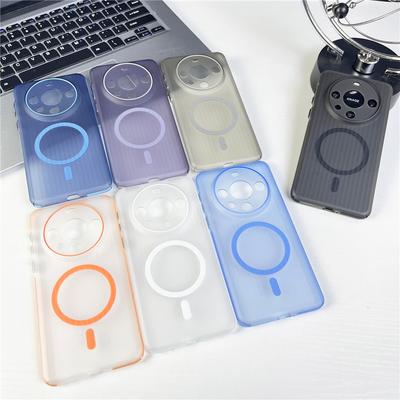 Dla Huawei Mate 60 Pro Plus Przezroczyste Kolorowe Etui z Falistą Fakturą, Magnetyczne, Odporne na Odciski Palców, z Poliwęglanu (PC), Antypoślizgowe