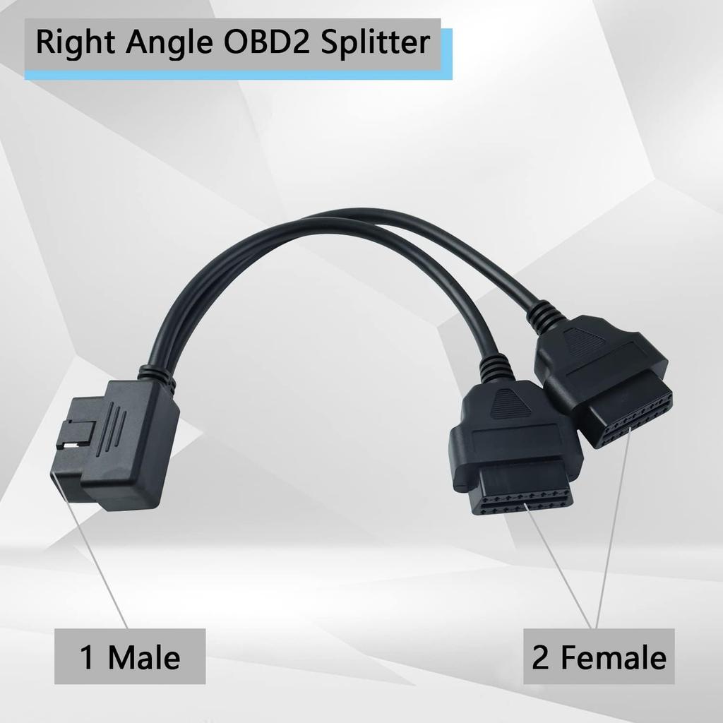 OBD2 Right Angle Splitter Y Cable Male Splitter To 2 Female 30cm/12