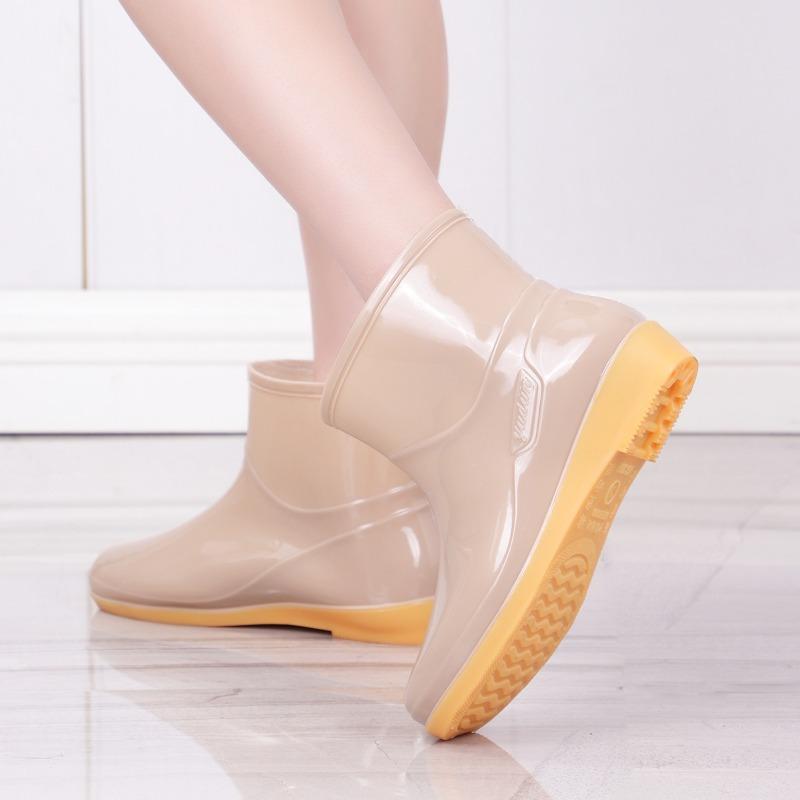 Short labor insurance black men's rain shoes women's rain boots non-slip cleaning beef tendon sole water shoe cover foot glue shoes men's water shoes