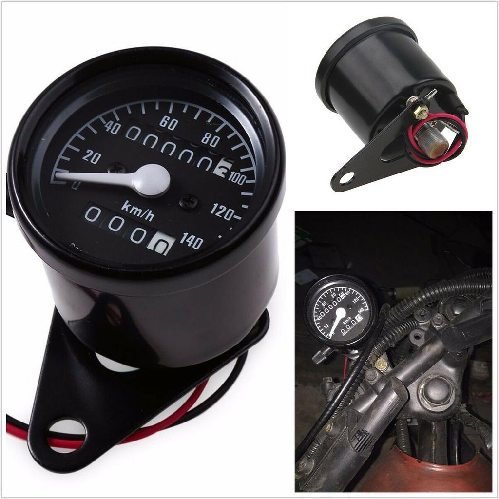 12V Black Motorcycle Dual Odometer Speedometer Gauge Backlight Test Miles