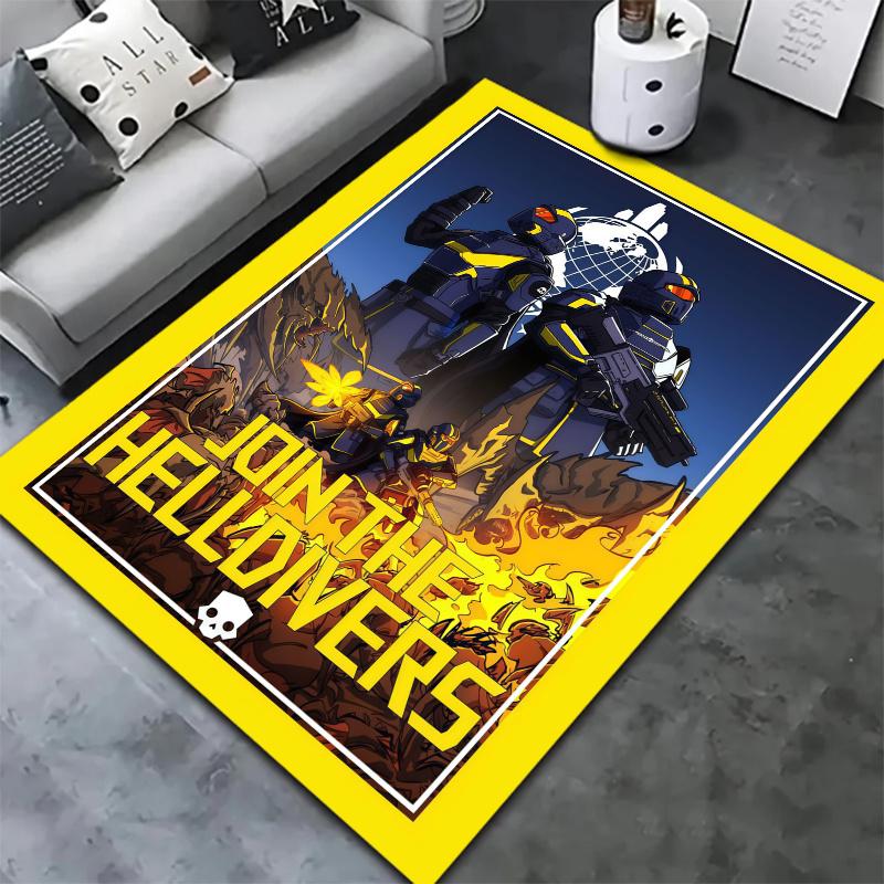 Helldivers Game Silhouettes Carpet Rug For Living Room Bedroom Home Sofa Decoration Kids Play Nonslip Floor Mat