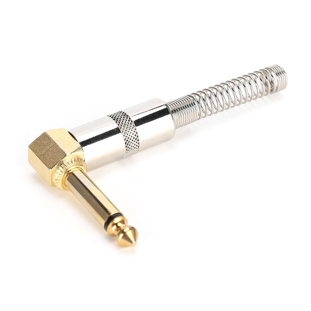 Gold Plating 90 Degree Curve Mono 6.35mm Male Electric Guitar Microphone Cable Welding DIY Plug