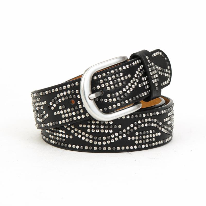 Mei Rhinestone-embellished belt - alloy buckle, women's heavy-duty rhinestone belt