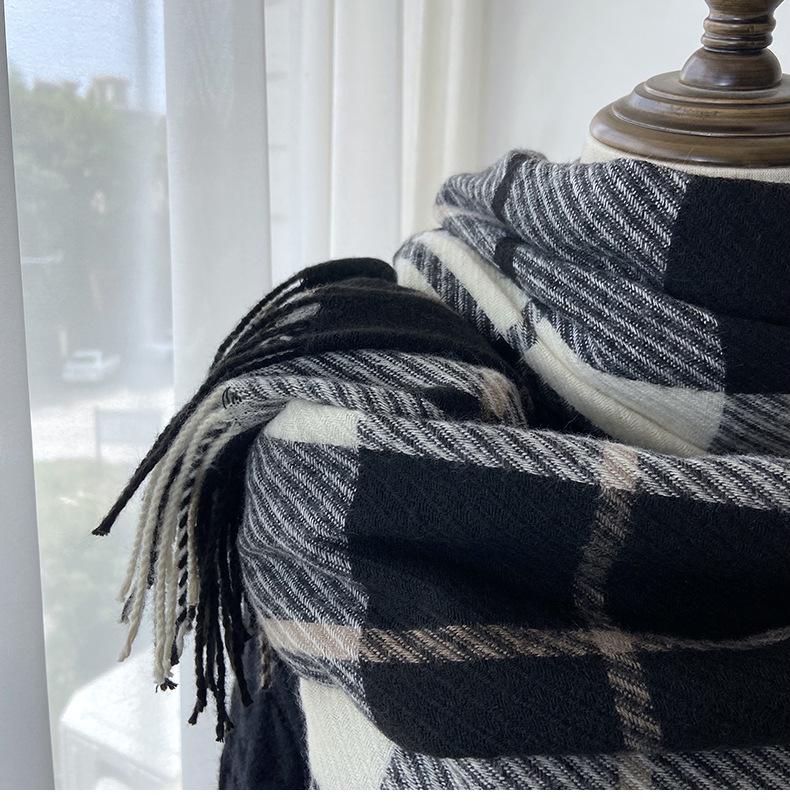 Schal Damen Winter Imitation Kaschmir Quaste Schal Vielseitig Warm Verdickt Schal