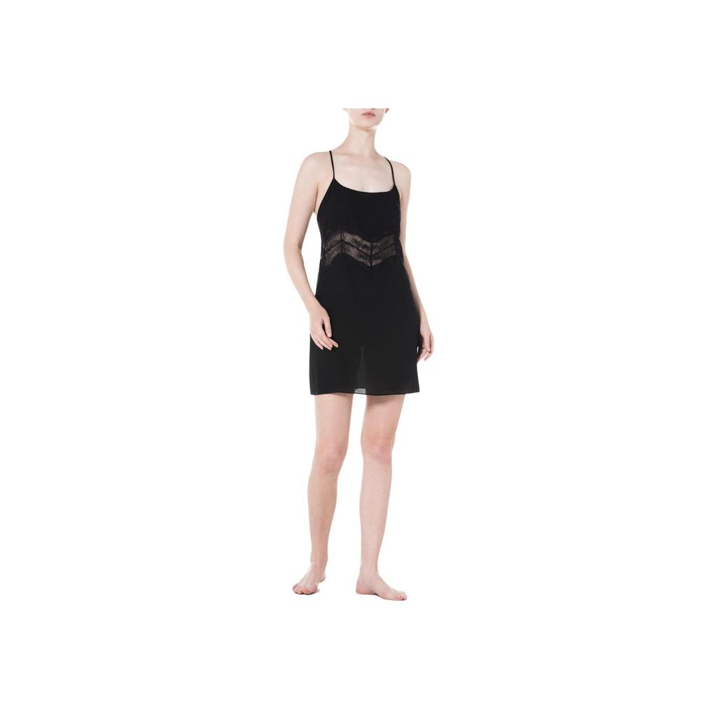 Calvin Klein Solid Color Short Lace Camisole Dress Women dresses Black QS6846-UB1