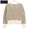 MACPHEE [Good Condition] 12-02-52-02206 Houndstooth Key Neck Pullover Knit Sweater/ Tops S Ivory/YellowUsed