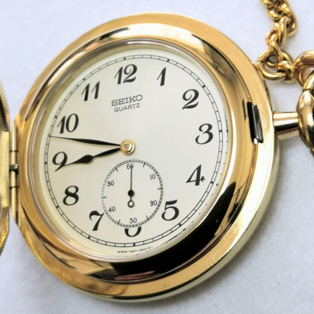

[Б/У] Кварцевые карманные часы SEIKO Золотые с цепочкой