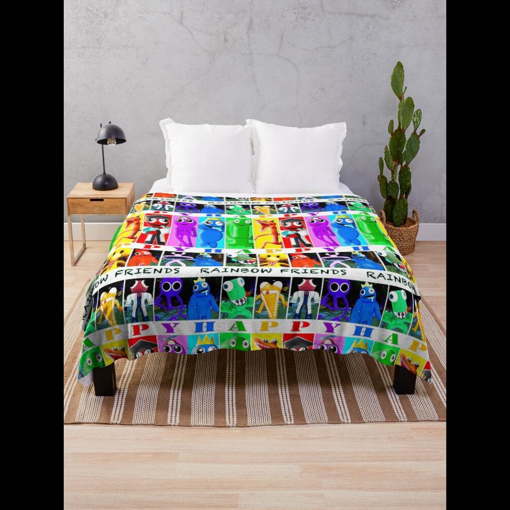 Rainbow Friends Happy Throw Blanket for Cozy Comfort Soft Plush Fleece Home Textile 75X95CM