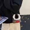 Mini Furry Handbag Shoulder Pouch Bow Shoulder Bag Fashion Plaid Crossbody Bag  Women