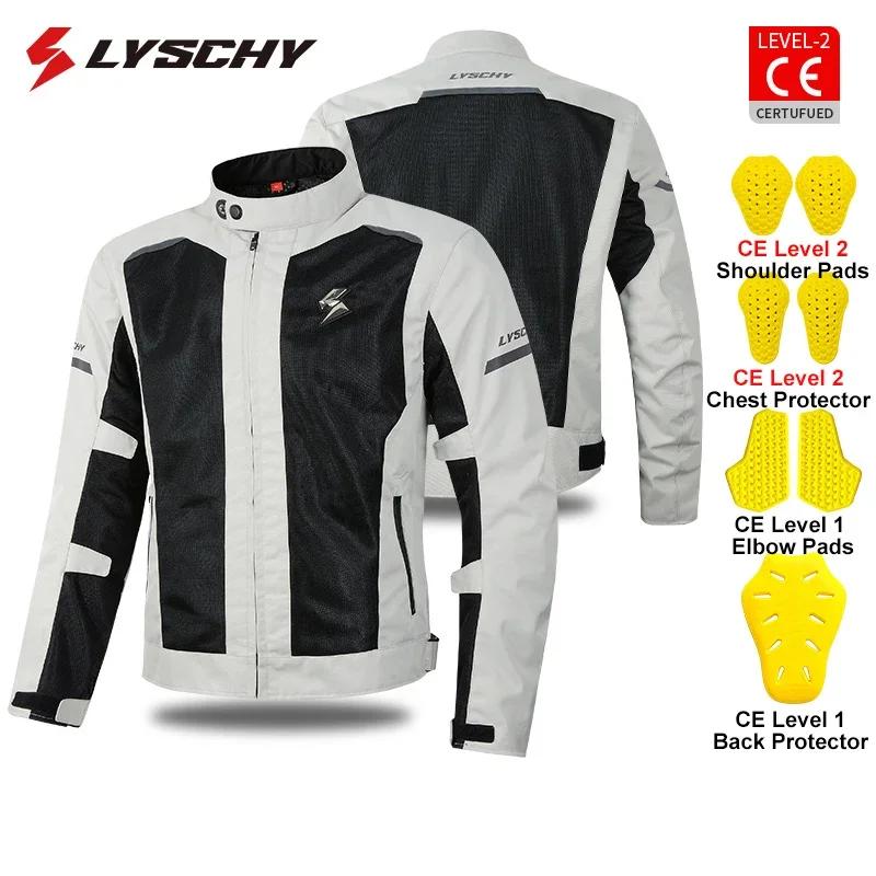 LYSCHY Motorcycle Jacket Pants Summer Mesh Breathable Motorbike Jacket Men Women CE2 Level Protective Anti-fall Motocross Jacket