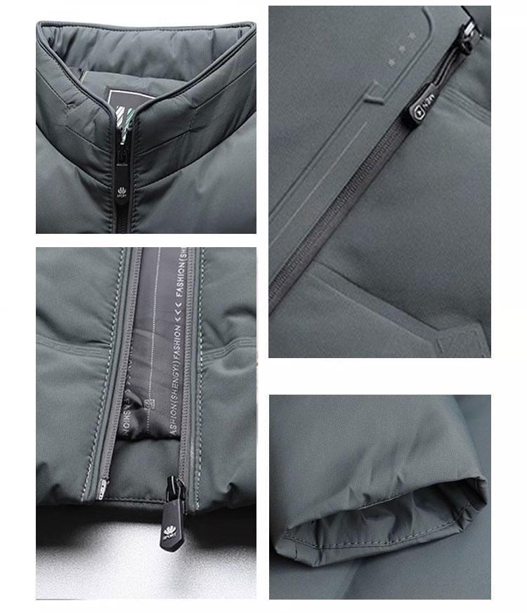 Men's Winter Casual Thick Warm Down Jacket with Stand Collar for Middle-Aged and Young.