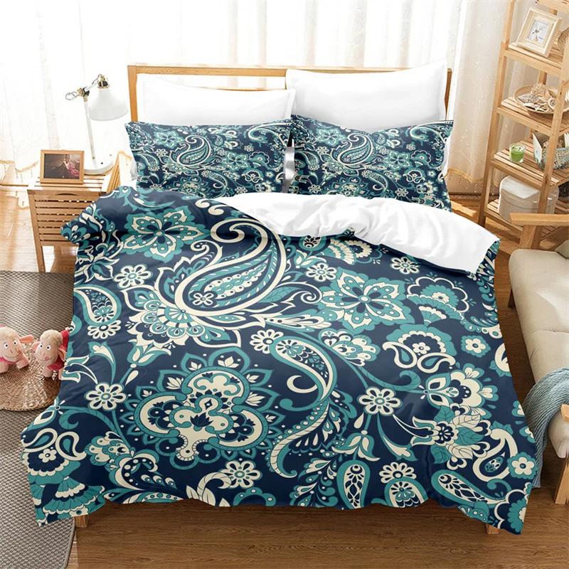 Mandala Duvet Cover Set Twin King For Girl Teen Bohemian Floral Bedding Set Microfiber Exotic Tribal Paisley Flowers Quilt Cover