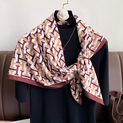 Letters Small H Twill Large Square Scarf Scarf Scarf Scarf Silk Scarf for Women European and American Fashion Neck Protection